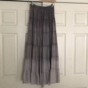 Long silk skirt in shades of grey